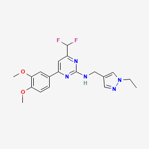 molecular formula C19H21F2N5O2 B14927257 4-(difluoromethyl)-6-(3,4-dimethoxyphenyl)-N-[(1-ethyl-1H-pyrazol-4-yl)methyl]pyrimidin-2-amine 