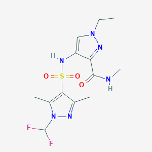 molecular formula C13H18F2N6O3S B14927297 4-({[1-(difluoromethyl)-3,5-dimethyl-1H-pyrazol-4-yl]sulfonyl}amino)-1-ethyl-N-methyl-1H-pyrazole-3-carboxamide 