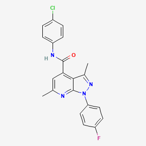 molecular formula C21H16ClFN4O B14927335 N-(4-chlorophenyl)-1-(4-fluorophenyl)-3,6-dimethyl-1H-pyrazolo[3,4-b]pyridine-4-carboxamide 