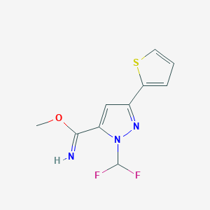 molecular formula C10H9F2N3OS B1492736 methyl 1-(difluoromethyl)-3-(thiophen-2-yl)-1H-pyrazole-5-carbimidate CAS No. 2098132-53-5