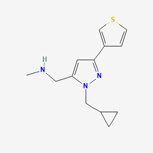 molecular formula C13H17N3S B1492737 1-(1-(cyclopropylmethyl)-3-(thiophen-3-yl)-1H-pyrazol-5-yl)-N-methylmethanamine CAS No. 2098104-77-7