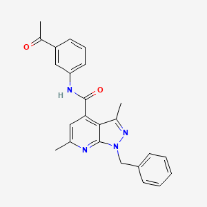 molecular formula C24H22N4O2 B14927562 N-(3-acetylphenyl)-1-benzyl-3,6-dimethyl-1H-pyrazolo[3,4-b]pyridine-4-carboxamide 