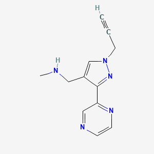N-methyl-1-(1-(prop-2-yn-1-yl)-3-(pyrazin-2-yl)-1H-pyrazol-4-yl)methanamine