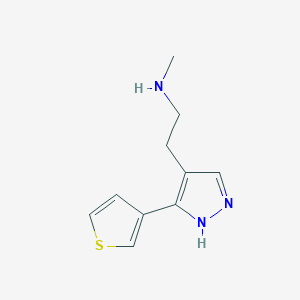 B1492763 N-methyl-2-(3-(thiophen-3-yl)-1H-pyrazol-4-yl)ethan-1-amine CAS No. 2097971-54-3