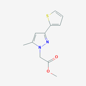 molecular formula C11H12N2O2S B1492766 methyl 2-(5-methyl-3-(thiophen-2-yl)-1H-pyrazol-1-yl)acetate CAS No. 2098132-88-6