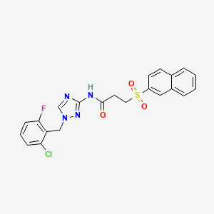 molecular formula C22H18ClFN4O3S B14927858 N-[1-(2-chloro-6-fluorobenzyl)-1H-1,2,4-triazol-3-yl]-3-(naphthalen-2-ylsulfonyl)propanamide 