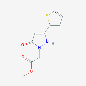 molecular formula C10H10N2O3S B1492809 methyl 2-(5-hydroxy-3-(thiophen-2-yl)-1H-pyrazol-1-yl)acetate CAS No. 2098090-11-8