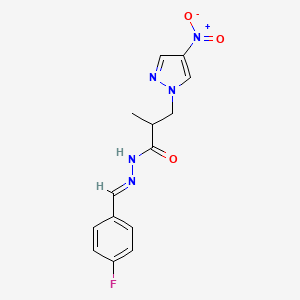molecular formula C14H14FN5O3 B14928092 N'-[(E)-(4-fluorophenyl)methylidene]-2-methyl-3-(4-nitro-1H-pyrazol-1-yl)propanehydrazide 