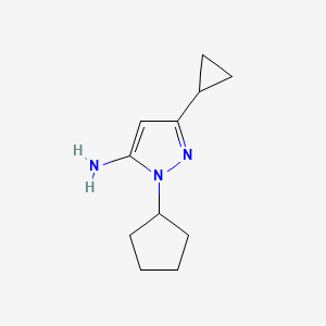 molecular formula C11H17N3 B1492818 1-cyclopentyl-3-cyclopropyl-1H-pyrazol-5-amine CAS No. 2098023-16-4