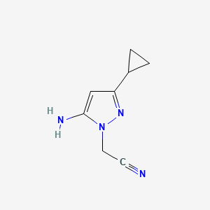 molecular formula C8H10N4 B1492819 2-(5-amino-3-cyclopropyl-1H-pyrazol-1-yl)acetonitrile CAS No. 2090956-29-7