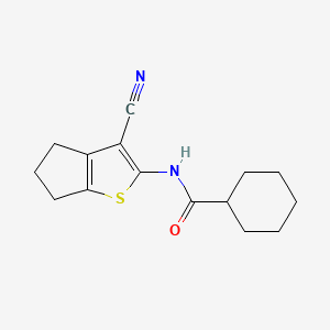 molecular formula C15H18N2OS B14928418 N-(3-cyano-5,6-dihydro-4H-cyclopenta[b]thiophen-2-yl)cyclohexanecarboxamide 