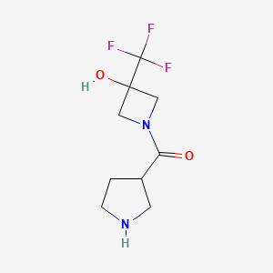 molecular formula C9H13F3N2O2 B1492845 (3-Hydroxy-3-(trifluoromethyl)azetidin-1-yl)(pyrrolidin-3-yl)methanone CAS No. 2092563-96-5