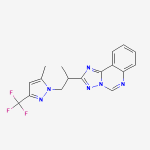molecular formula C17H15F3N6 B14928676 2-{1-[5-methyl-3-(trifluoromethyl)-1H-pyrazol-1-yl]propan-2-yl}[1,2,4]triazolo[1,5-c]quinazoline 