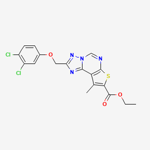 molecular formula C18H14Cl2N4O3S B14928797 Ethyl 2-[(3,4-dichlorophenoxy)methyl]-9-methylthieno[3,2-e][1,2,4]triazolo[1,5-c]pyrimidine-8-carboxylate 