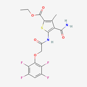molecular formula C17H14F4N2O5S B14928902 Ethyl 4-carbamoyl-3-methyl-5-{[(2,3,5,6-tetrafluorophenoxy)acetyl]amino}thiophene-2-carboxylate 