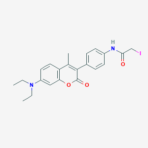 molecular formula C22H23IN2O3 B149291 N-(4-(7-Diethylamino 4-methylcoumarin-3-yl)phenyl)iodoacetamide CAS No. 76877-34-4