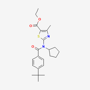 molecular formula C23H30N2O3S B14929309 Ethyl 2-{[(4-tert-butylphenyl)carbonyl](cyclopentyl)amino}-4-methyl-1,3-thiazole-5-carboxylate 