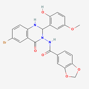 molecular formula C23H18BrN3O6 B14929497 N-[6-bromo-2-(2-hydroxy-5-methoxyphenyl)-4-oxo-1,4-dihydroquinazolin-3(2H)-yl]-1,3-benzodioxole-5-carboxamide 