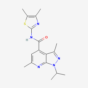 molecular formula C17H21N5OS B14929516 N-(4,5-dimethyl-1,3-thiazol-2-yl)-3,6-dimethyl-1-(propan-2-yl)-1H-pyrazolo[3,4-b]pyridine-4-carboxamide 