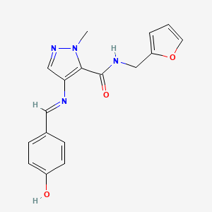 molecular formula C17H16N4O3 B14929525 N-(furan-2-ylmethyl)-4-{[(E)-(4-hydroxyphenyl)methylidene]amino}-1-methyl-1H-pyrazole-5-carboxamide 