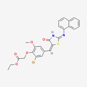molecular formula C25H21BrN2O5S B14929530 ethyl 2-[2-bromo-6-methoxy-4-[(E)-[2-(naphthalen-1-ylamino)-4-oxo-1,3-thiazol-5-ylidene]methyl]phenoxy]acetate 