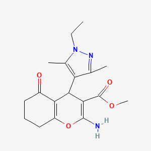 molecular formula C18H23N3O4 B14930009 methyl 2-amino-4-(1-ethyl-3,5-dimethyl-1H-pyrazol-4-yl)-5-oxo-5,6,7,8-tetrahydro-4H-chromene-3-carboxylate 
