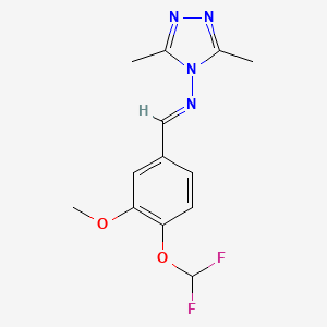 molecular formula C13H14F2N4O2 B14930203 N-{(E)-[4-(difluoromethoxy)-3-methoxyphenyl]methylidene}-3,5-dimethyl-4H-1,2,4-triazol-4-amine 