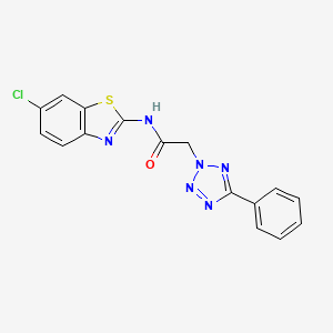 molecular formula C16H11ClN6OS B14930521 N-(6-chloro-1,3-benzothiazol-2-yl)-2-(5-phenyl-2H-tetrazol-2-yl)acetamide 