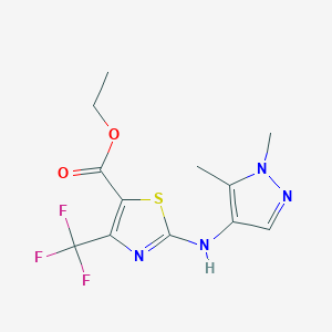 molecular formula C12H13F3N4O2S B14930621 ethyl 2-[(1,5-dimethyl-1H-pyrazol-4-yl)amino]-4-(trifluoromethyl)-1,3-thiazole-5-carboxylate 