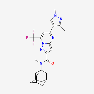 molecular formula C24H27F3N6O B14930944 N-(1-Adamantyl)-5-(1,3-dimethyl-1H-pyrazol-4-YL)-N-methyl-7-(trifluoromethyl)pyrazolo[1,5-A]pyrimidine-2-carboxamide 