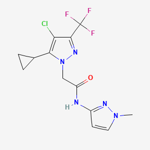 molecular formula C13H13ClF3N5O B14931048 2-[4-chloro-5-cyclopropyl-3-(trifluoromethyl)-1H-pyrazol-1-yl]-N-(1-methyl-1H-pyrazol-3-yl)acetamide 
