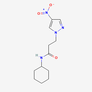 molecular formula C12H18N4O3 B14931055 N-cyclohexyl-3-(4-nitro-1H-pyrazol-1-yl)propanamide 
