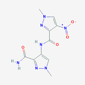 molecular formula C10H11N7O4 B14931171 N-(3-carbamoyl-1-methyl-1H-pyrazol-4-yl)-1-methyl-4-nitro-1H-pyrazole-3-carboxamide 