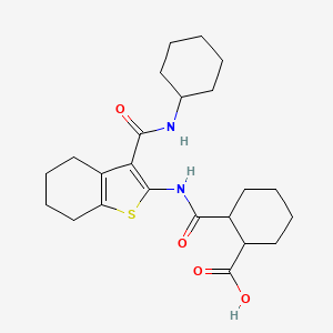 molecular formula C23H32N2O4S B14931318 2-{[3-(Cyclohexylcarbamoyl)-4,5,6,7-tetrahydro-1-benzothiophen-2-yl]carbamoyl}cyclohexanecarboxylic acid 