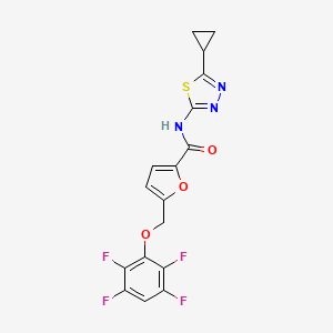 molecular formula C17H11F4N3O3S B14931599 N-(5-cyclopropyl-1,3,4-thiadiazol-2-yl)-5-[(2,3,5,6-tetrafluorophenoxy)methyl]furan-2-carboxamide 