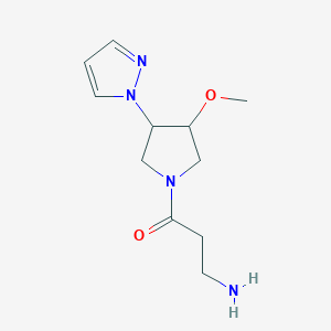 molecular formula C11H18N4O2 B1493171 3-amino-1-(3-methoxy-4-(1H-pyrazol-1-yl)pyrrolidin-1-yl)propan-1-one CAS No. 2098117-30-5