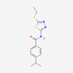 molecular formula C14H17N3OS2 B14931870 N-[5-(Ethylsulfanyl)-1,3,4-thiadiazol-2-YL]-4-isopropylbenzamide 