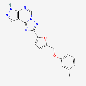 molecular formula C18H14N6O2 B14932026 2-{5-[(3-Methylphenoxy)methyl]-2-furyl}-7H-pyrazolo[4,3-E][1,2,4]triazolo[1,5-C]pyrimidine 