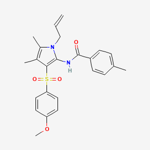 molecular formula C24H26N2O4S B14933192 N-{3-[(4-methoxyphenyl)sulfonyl]-4,5-dimethyl-1-(prop-2-en-1-yl)-1H-pyrrol-2-yl}-4-methylbenzamide 