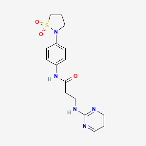 molecular formula C16H19N5O3S B14933331 N-[4-(1,1-dioxido-1,2-thiazolidin-2-yl)phenyl]-N~3~-pyrimidin-2-yl-beta-alaninamide 
