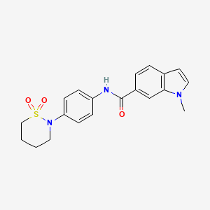 molecular formula C20H21N3O3S B14933384 N-[4-(1,1-dioxido-1,2-thiazinan-2-yl)phenyl]-1-methyl-1H-indole-6-carboxamide 