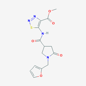 molecular formula C14H14N4O5S B14933398 Methyl 5-({[1-(furan-2-ylmethyl)-5-oxopyrrolidin-3-yl]carbonyl}amino)-1,2,3-thiadiazole-4-carboxylate 