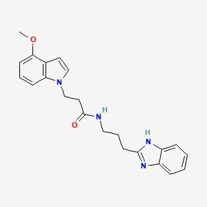 molecular formula C22H24N4O2 B14933536 N-[3-(1H-benzimidazol-2-yl)propyl]-3-(4-methoxy-1H-indol-1-yl)propanamide 