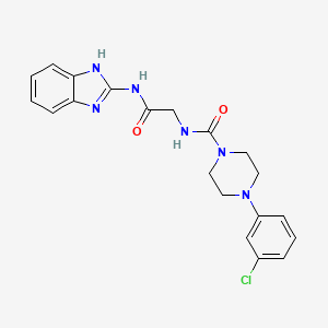 molecular formula C20H21ClN6O2 B14933548 N-[2-(1H-benzimidazol-2-ylamino)-2-oxoethyl]-4-(3-chlorophenyl)piperazine-1-carboxamide 