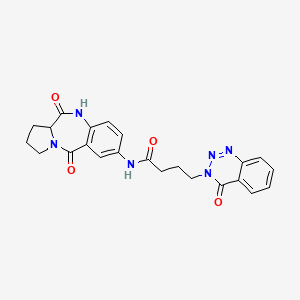 molecular formula C23H22N6O4 B14933661 N-(5,11-dioxo-2,3,5,10,11,11a-hexahydro-1H-pyrrolo[2,1-c][1,4]benzodiazepin-7-yl)-4-(4-oxo-1,2,3-benzotriazin-3(4H)-yl)butanamide 