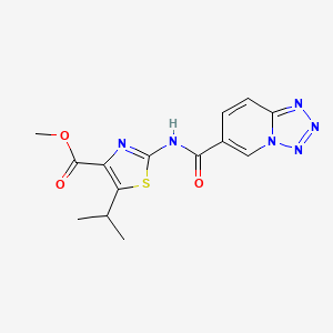 molecular formula C14H14N6O3S B14933762 Methyl 5-(propan-2-yl)-2-[(tetrazolo[1,5-a]pyridin-6-ylcarbonyl)amino]-1,3-thiazole-4-carboxylate 