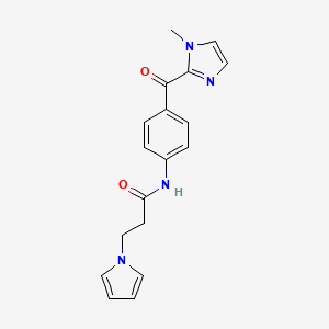 molecular formula C18H18N4O2 B14934177 N-{4-[(1-methyl-1H-imidazol-2-yl)carbonyl]phenyl}-3-(1H-pyrrol-1-yl)propanamide 