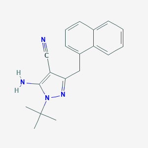 molecular formula C19H20N4 B014935 5-Amino-1-tert-butyl-3-(1'-naphthylmethyl)-4-cyanopyrazole CAS No. 221243-77-2