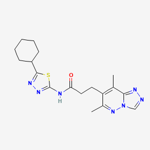 molecular formula C18H23N7OS B14935432 N-(5-cyclohexyl-1,3,4-thiadiazol-2-yl)-3-(6,8-dimethyl[1,2,4]triazolo[4,3-b]pyridazin-7-yl)propanamide 