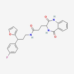 molecular formula C25H24FN3O4 B14935997 N-[3-(4-fluorophenyl)-3-(furan-2-yl)propyl]-3-(2-hydroxy-5-oxo-4,5-dihydro-3H-1,4-benzodiazepin-3-yl)propanamide 
